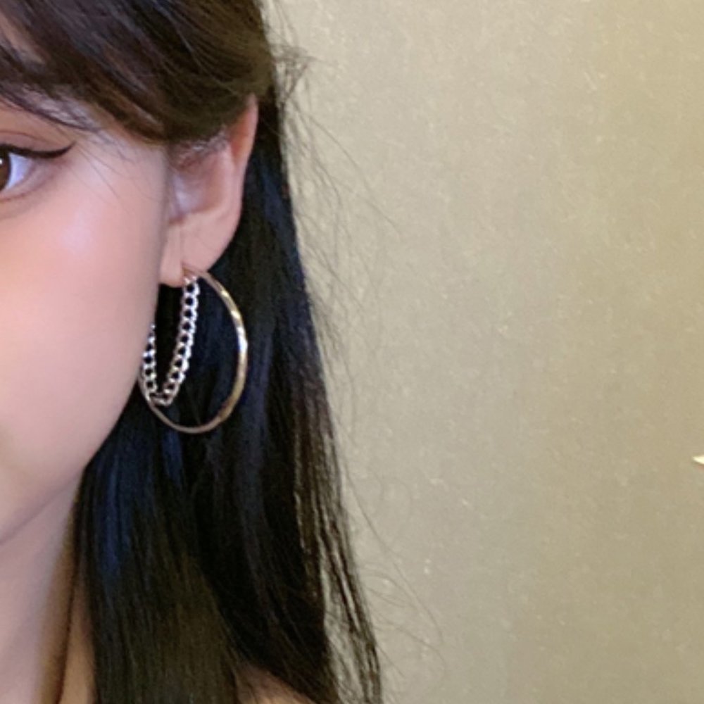 💙Minimalistic Chain Hoops Earrings - Picture 13 of 14